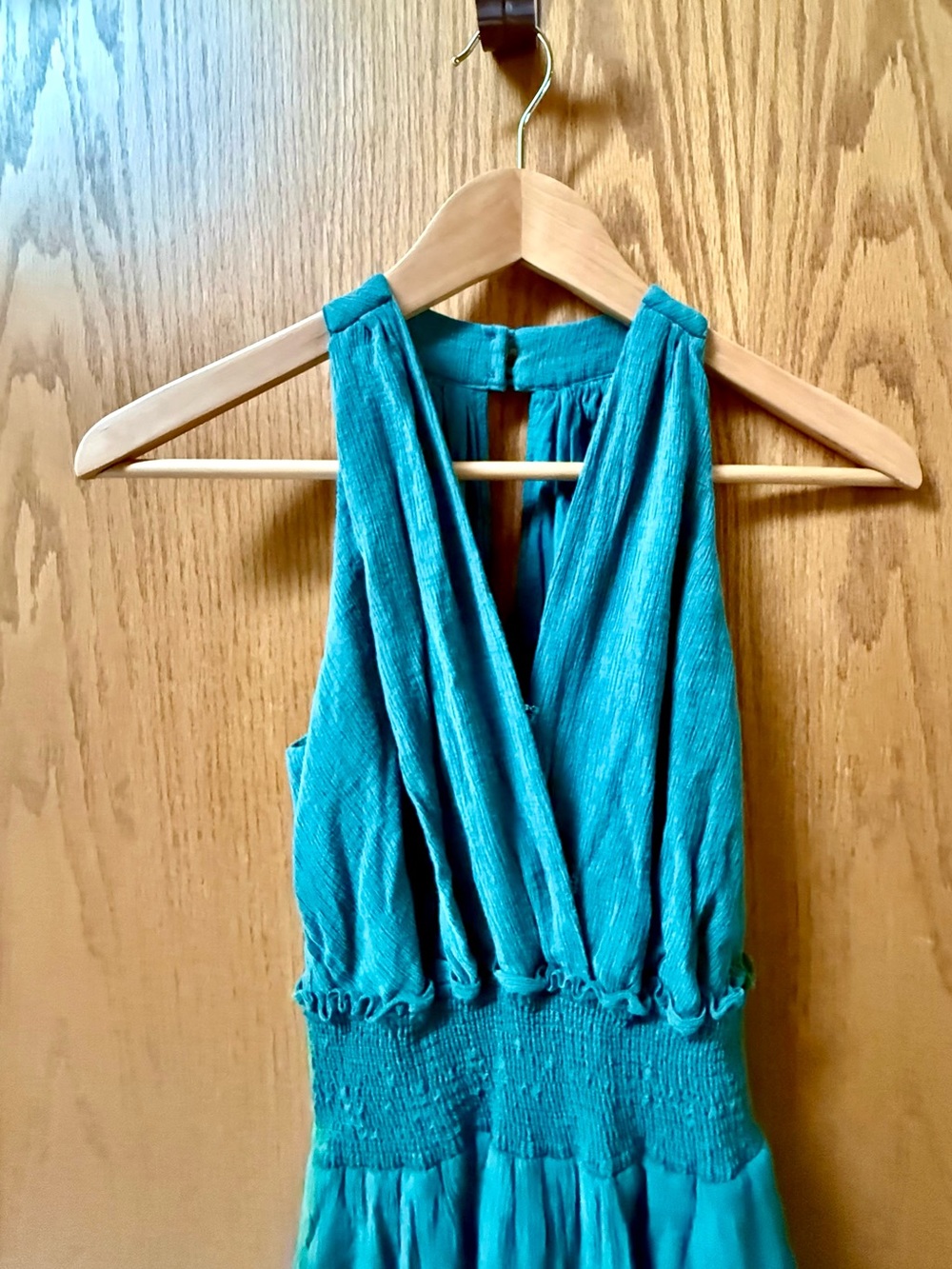 Anthropologie Teal Halter Jumpsuit